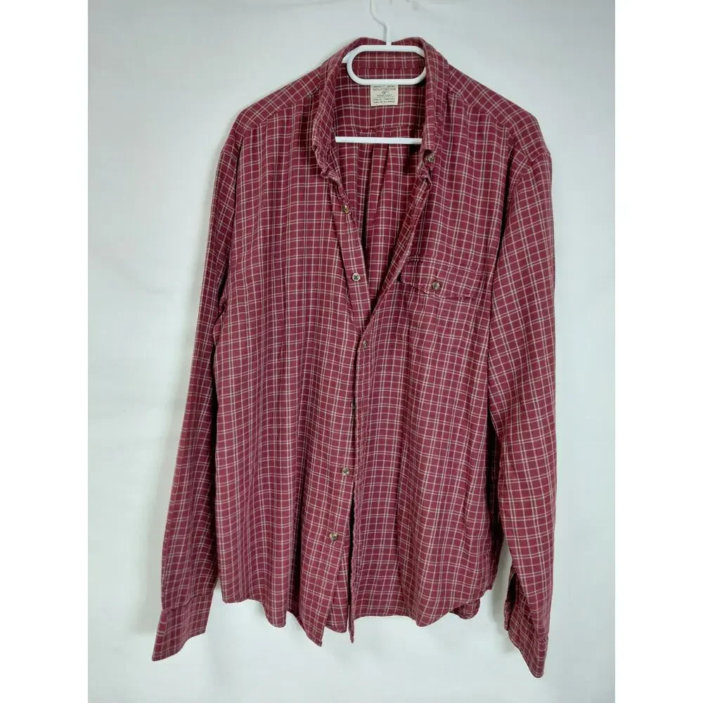 J.Crew Workshirt Red Collared Plaid Button-Up Shirt Men Size XL